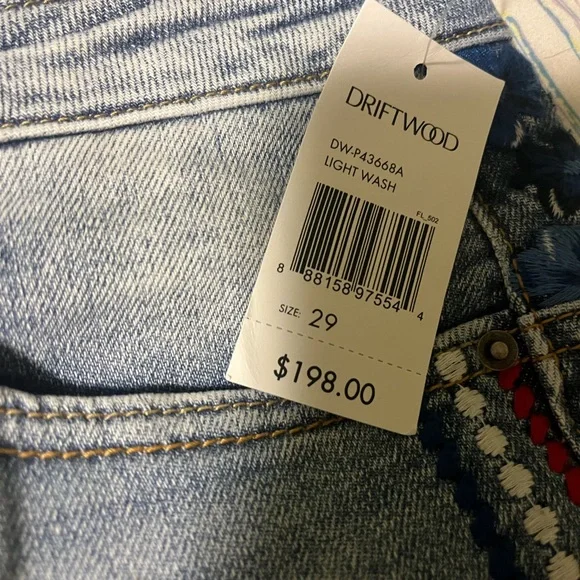 DRIFTWOOD Light Blue Flare Jeans with Red and Blue Trim - Picture 2 of 4